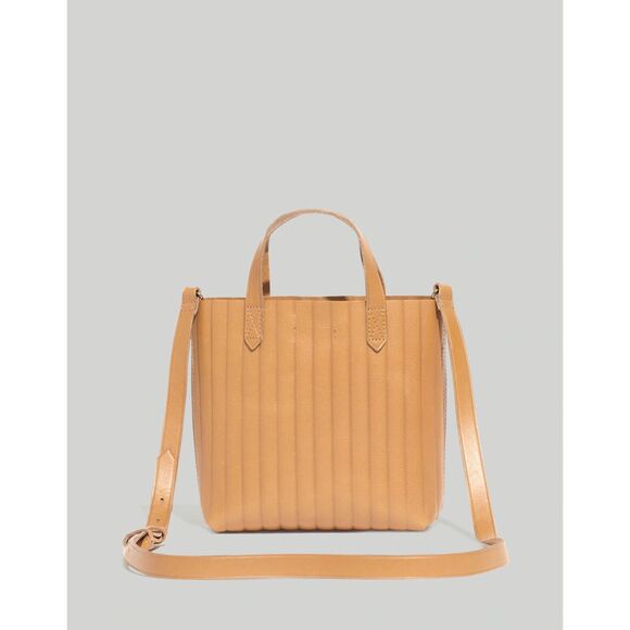 Madewell The Mini Transport Crossbody Bag Bubble Pleat Leather Tan - Picture 2 of 6
